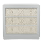 Recalled chest with light gray drawers and light gray linen finish (Model Number  CHS6410B)